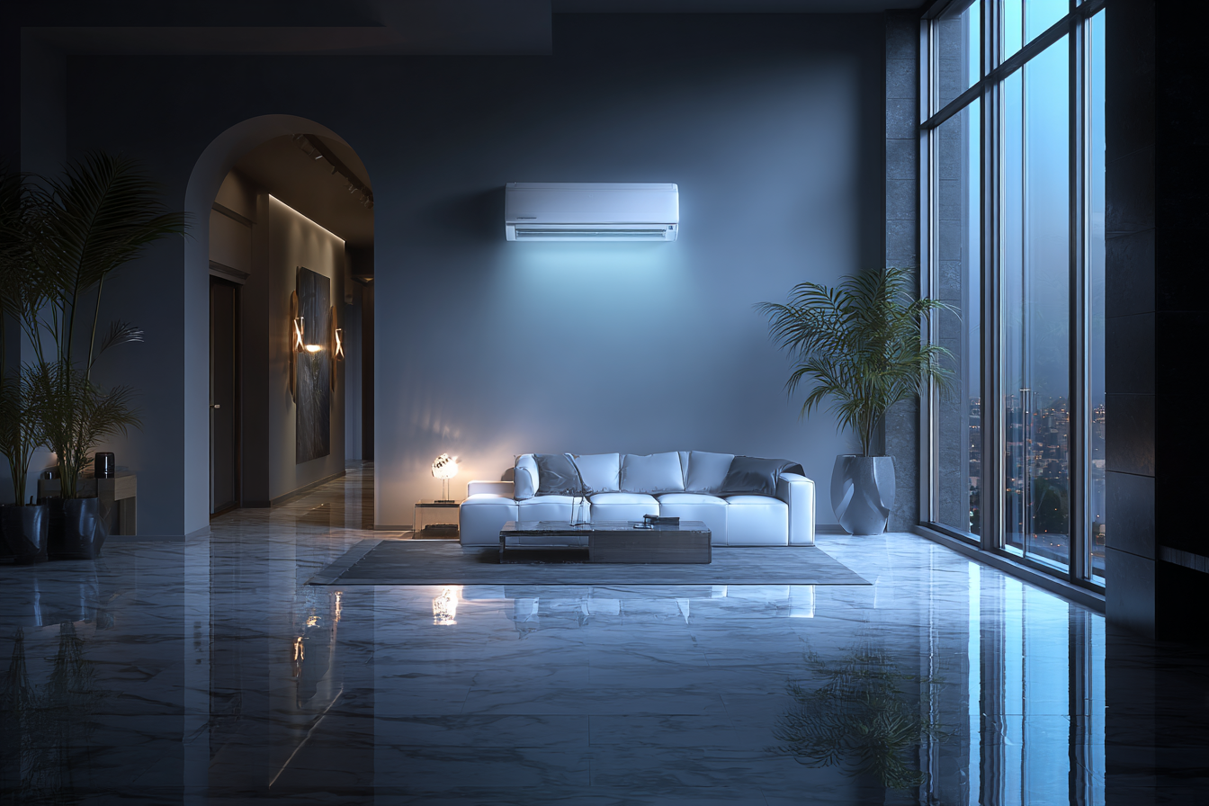 Nowoczesny salon z klimatyzacją